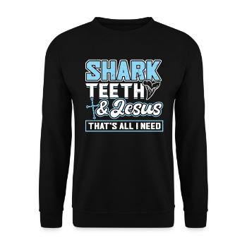 Shark Teeth and Jesus - Fossil Hunters - Unisex Sweatshirt - black - Front - Alina (178cm) & Michal (187cm)