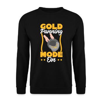 Goldwaschmodus Ein - Goldwäscher - Unisex Pullover - Schwarz - Vorne - Alina (178cm) & Michal (187cm)