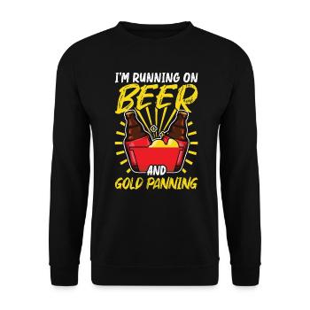 Ich Laufe Auf Bier Und Goldwaschen - Gold Panner - Unisex Pullover - Schwarz - Vorne - Alina (178cm) & Michal (187cm)