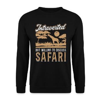 Introvertiert, Aber Gesprächsbereit Über Safari - Unisex Pullover - Schwarz - Vorne - Alina (178cm) & Michal (187cm)