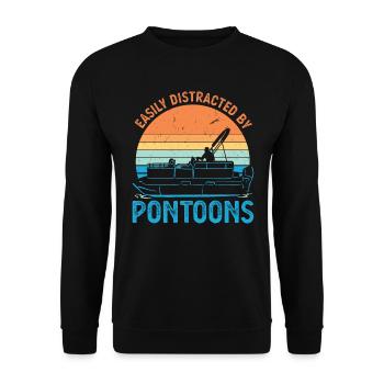 Easily Distracted by Pontoons - Pontoon Boat - Unisex Sweatshirt - black - Front - Alina (178cm) & Michal (187cm)