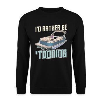 I'd rather be tooning - Pontoon Boat - Unisex Sweatshirt - black - Front - Alina (178cm) & Michal (187cm)
