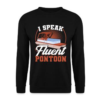 I speak fluently Pontoon - Pontoon Boat - Unisex Sweatshirt - black - Front - Alina (178cm) & Michal (187cm)