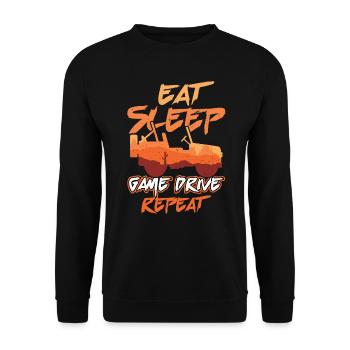Eat Sleep Game Drive Répéter - Safari en famille - Sweat-shirt Unisexe - noir - Devant - Alina (178cm) & Michal (187cm)