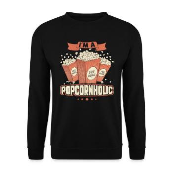 I'm a Popcornholic - Popcorn - Unisex Sweatshirt - black - Front - Alina (178cm) & Michal (187cm)