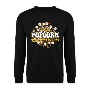 J’aime le pop-corn et peut-être 3 personnes - Sweat-shirt Unisexe - noir - Devant - Alina (178cm) & Michal (187cm)