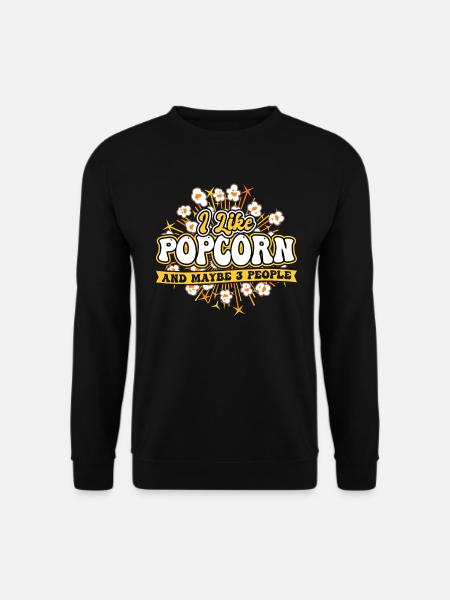 Ich Mag Popcorn Und Vielleicht 3 Leute - Unisex Pullover - Schwarz