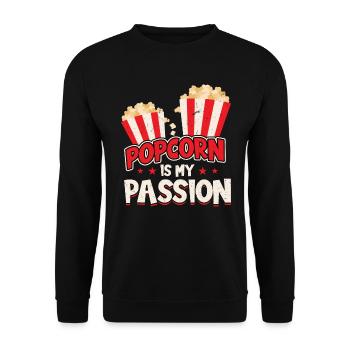 Popcorn Ist Meine Passion - Unisex Pullover - Schwarz - Vorne - Alina (178cm) & Michal (187cm)