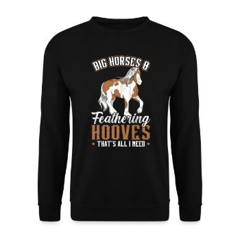 Grands chevaux et sabots élastiques - Clydesdale - Sweat-shirt Unisexe - noir - Devant - Alina (178cm) & Michal (187cm)