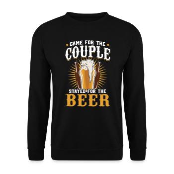 Kam Für Das Paar - Blieb Für Das Bier - Unisex Pullover - Schwarz - Vorne - Alina (178cm) & Michal (187cm)