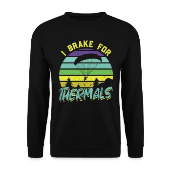 I brake for thermals - paragliding - Unisex Sweatshirt - black - Front - Alina (178cm) & Michal (187cm)