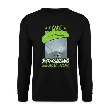 Ich Mag Paragliding Und Vielleicht 3 Leute - Unisex Pullover - Schwarz - Vorne - Alina (178cm) & Michal (187cm)
