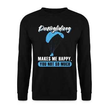 Gleitschirmfliegen Macht Mich Glücklich, Du Nicht - Unisex Pullover - Schwarz - Vorne - Alina (178cm) & Michal (187cm)
