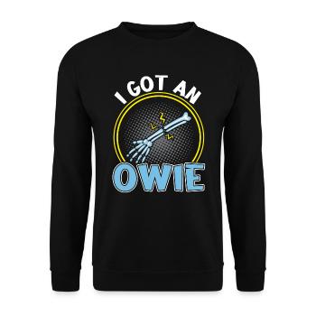I Got An Owie - Gebrochener Knochenbruch - Unisex Pullover - Schwarz - Vorne - Alina (178cm) & Michal (187cm)