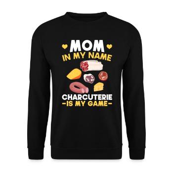 Mom Is My Name - Charcuterie Is My Game - Gouda - Unisex Sweatshirt - black - Front - Alina (178cm) & Michal (187cm)