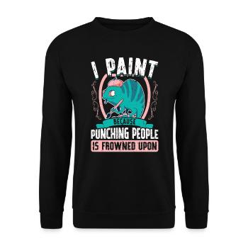 I male because it is frowned upon to beat people - Unisex Sweatshirt - black - Front - Alina (178cm) & Michal (187cm)