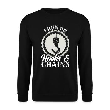 Ich Fahre Auf Haken & Ketten Abschleppwagenfahrer - Unisex Pullover - Schwarz - Vorne - Alina (178cm) & Michal (187cm)