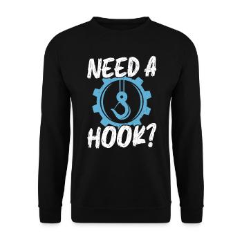 Brauche Einen Haken - Abschleppwagenfahrer - Unisex Pullover - Schwarz - Vorne - Alina (178cm) & Michal (187cm)