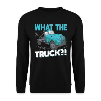 What The Truck - Tow Trucker - Unisex Sweatshirt - black - Front - Alina (178cm) & Michal (187cm)