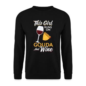 This Girl Feeds On Gouda And Wine - Unisex Sweatshirt - black - Front - Alina (178cm) & Michal (187cm)