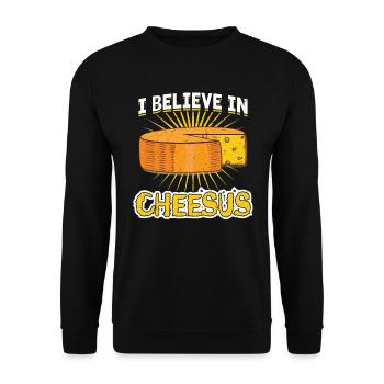 I believe in cheese - Gouda cheese - Unisex Sweatshirt - black - Front - Alina (178cm) & Michal (187cm)