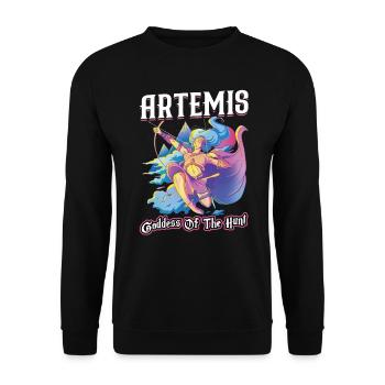 Artemis - Goddess of The Hunt - Unisex Sweatshirt - black - Front - Alina (178cm) & Michal (187cm)