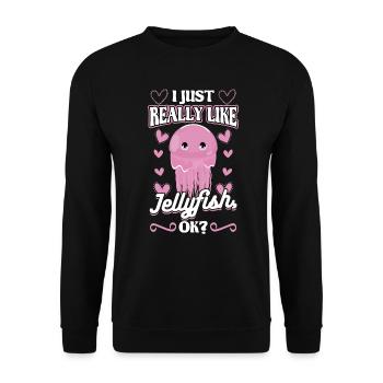 J’aime beaucoup les méduses - Sweat-shirt Unisexe - noir - Devant - Alina (178cm) & Michal (187cm)