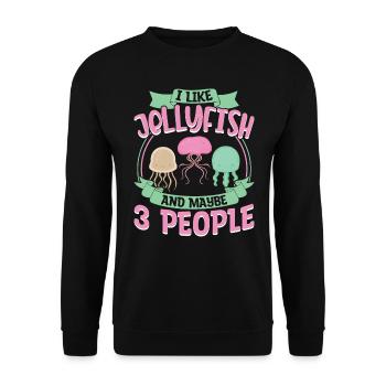 J’aime les méduses et peut-être 3 personnes - Sweat-shirt Unisexe - noir - Devant - Alina (178cm) & Michal (187cm)