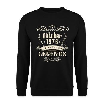 Oktober 1976 - Die Geburt einer Legende - Unisex Pullover - Schwarz - Vorne - Alina (178cm) & Michal (187cm)