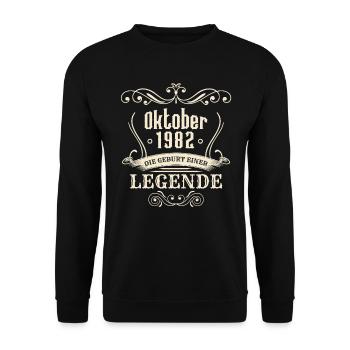 Oktober 1982 - Die Geburt einer Legende - Unisex Pullover - Schwarz - Vorne - Alina (178cm) & Michal (187cm)