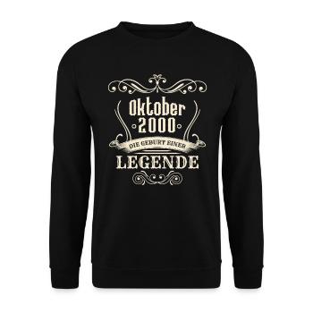 Oktober 2000 - Die Geburt einer Legende - Unisex Pullover - Schwarz - Vorne - Alina (178cm) & Michal (187cm)