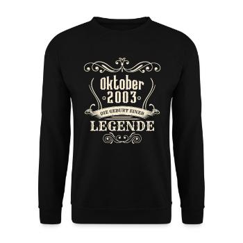 Oktober 2003 - Die Geburt einer Legende - Unisex Pullover - Schwarz - Vorne - Alina (178cm) & Michal (187cm)