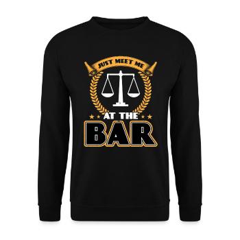 Treffen Sie Mich Einfach In Der Bar - Jurastudent - Unisex Pullover - Schwarz - Vorne - Alina (178cm) & Michal (187cm)