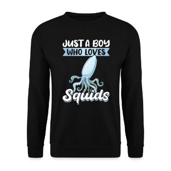 Nur Ein Junge, Der Tintenfische Liebt - Unisex Pullover - Schwarz - Vorne - Alina (178cm) & Michal (187cm)
