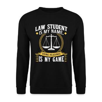 Jurastudent Ist Mein Name Lesungen Sind Mein Spiel - Unisex Pullover - Schwarz - Vorne - Alina (178cm) & Michal (187cm)