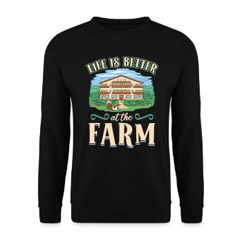 Life is better on the farm - Unisex Sweatshirt - black - Front - Alina (178cm) & Michal (187cm)