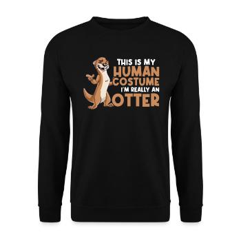 This Is My Human Costume - I'm Really An Otter - Unisex Pullover - Schwarz - Vorne - Alina (178cm) & Michal (187cm)