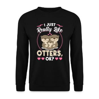 Ich Mag Otter Einfach Sehr - Unisex Pullover - Schwarz - Vorne - Alina (178cm) & Michal (187cm)