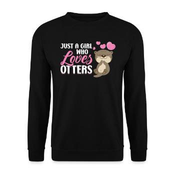 Nur Ein Mädchen, Das Otter Liebt - Unisex Pullover - Schwarz - Vorne - Alina (178cm) & Michal (187cm)