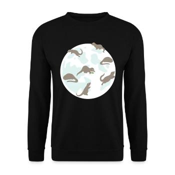 Otter Auf Dem Mond - Otterraum - Unisex Pullover - Schwarz - Vorne - Alina (178cm) & Michal (187cm)