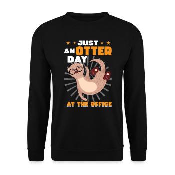 Nur Ein Ottertag Im Büro - Unisex Pullover - Schwarz - Vorne - Alina (178cm) & Michal (187cm)