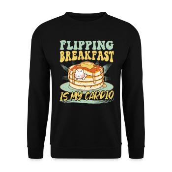 Flipping Breakfast Is My Cardio Pancake Maker - Unisex Sweatshirt - black - Front - Alina (178cm) & Michal (187cm)
