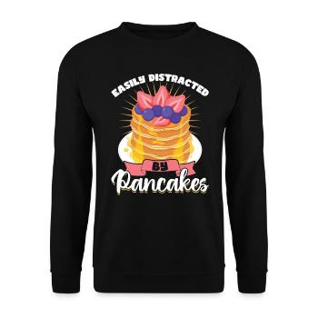Easily distracted by pancakes Pancake maker - Unisex Sweatshirt - black - Front - Alina (178cm) & Michal (187cm)