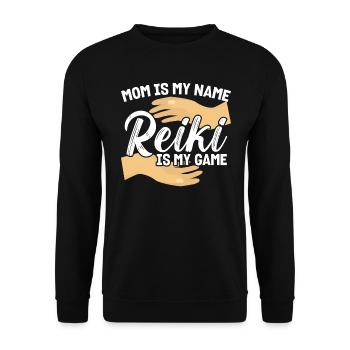 Mama Ist Mein Name - Reiki Ist Mein Spiel - Unisex Pullover - Schwarz - Vorne - Alina (178cm) & Michal (187cm)