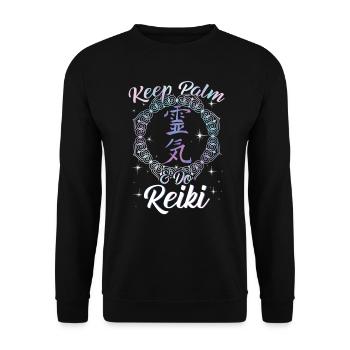 Tenez la paume de votre main et faites du Reiki - Sweat-shirt Unisexe - noir - Devant - Alina (178cm) & Michal (187cm)