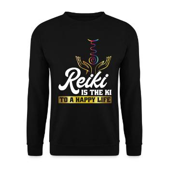 Reiki is the ki for a happy life - Reiki - Unisex Sweatshirt - black - Front - Alina (178cm) & Michal (187cm)