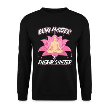 Reiki-meister Und Energiewandler - Reiki - Unisex Pullover - Schwarz - Vorne - Alina (178cm) & Michal (187cm)