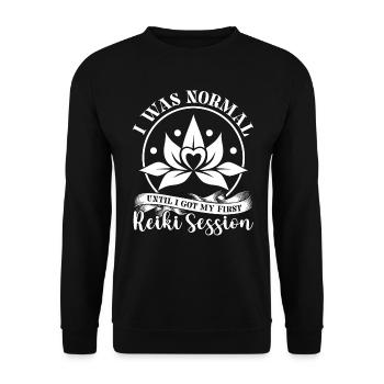 Ich War Normal, Bis zur Ersten Reiki-sitzung - Unisex Pullover - Schwarz - Vorne - Alina (178cm) & Michal (187cm)