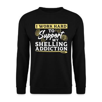 I work hard to end my addiction to shells - Unisex Sweatshirt - black - Front - Alina (178cm) & Michal (187cm)