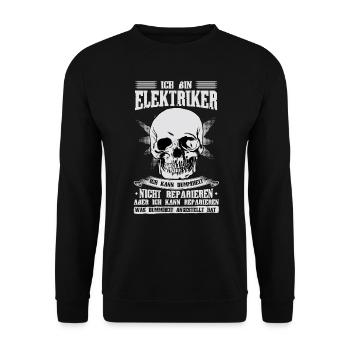 Elektriker Ich kann Dummheit nicht reparieren - Unisex Pullover - Schwarz - Vorne - Alina (178cm) & Michal (187cm)